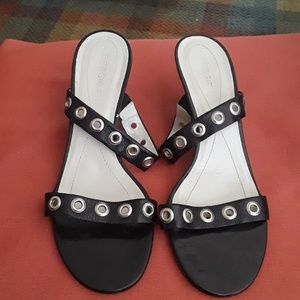 Black leather  strappy sandal